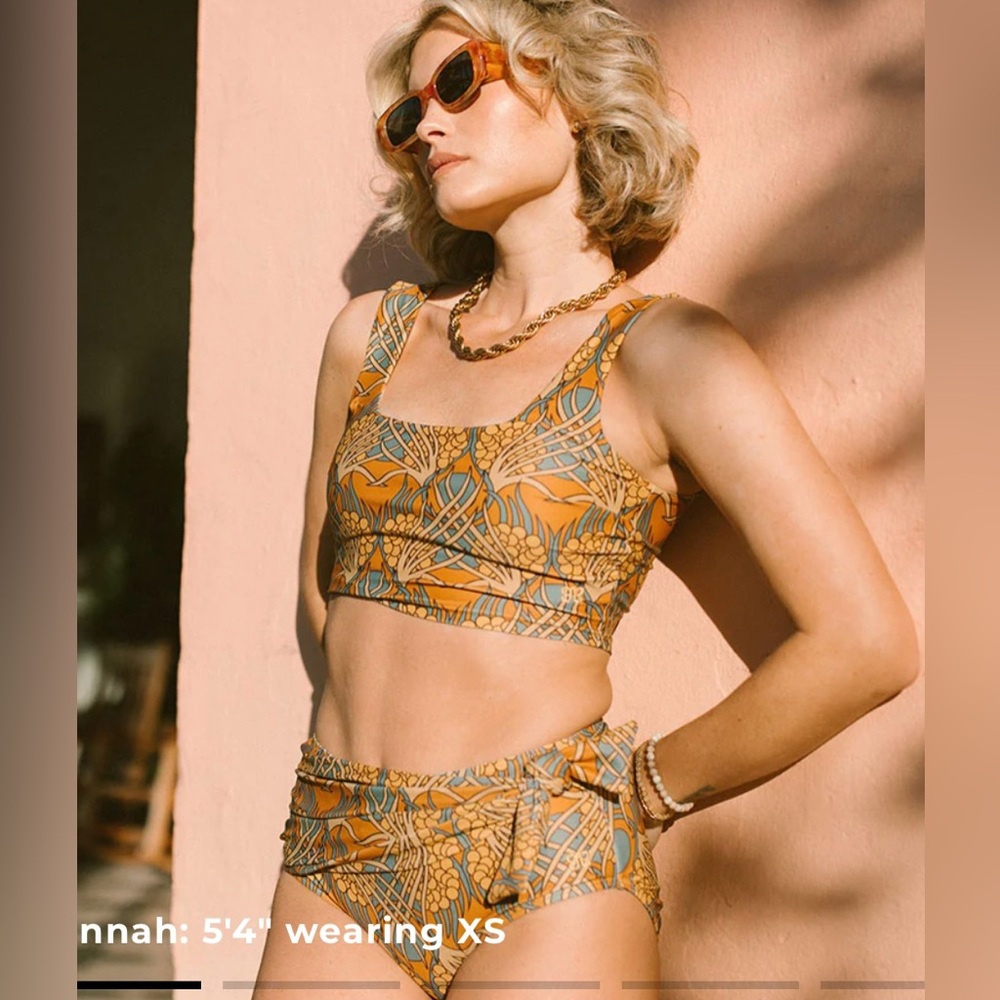 Albion Swim Golden Hour Swim Crop and skirt- Orange and Blue
